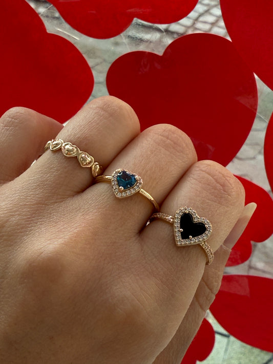 Bague coeur bleu