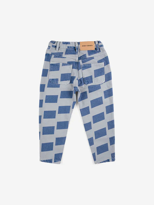 Pantalon denim à carreaux