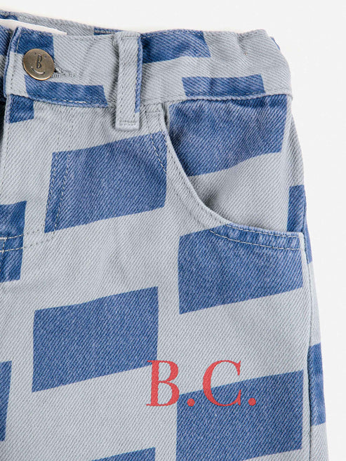 Pantalon denim à carreaux