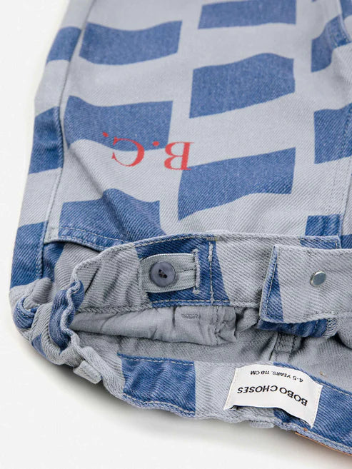 Pantalon denim à carreaux