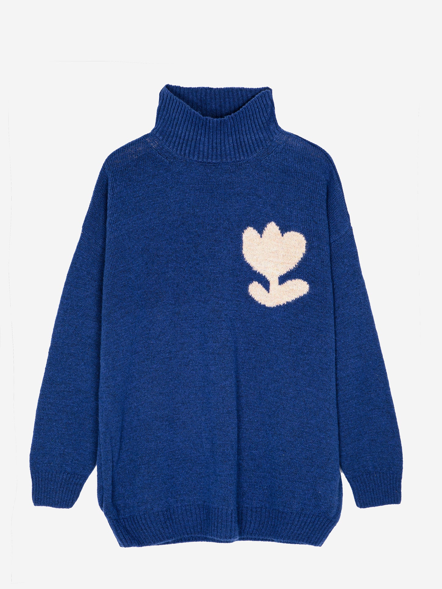 Pull long col roulé