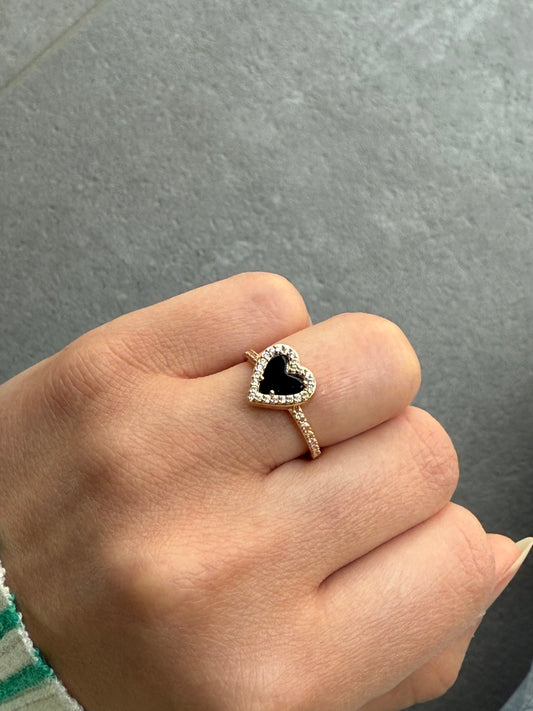 Bague coeur noir