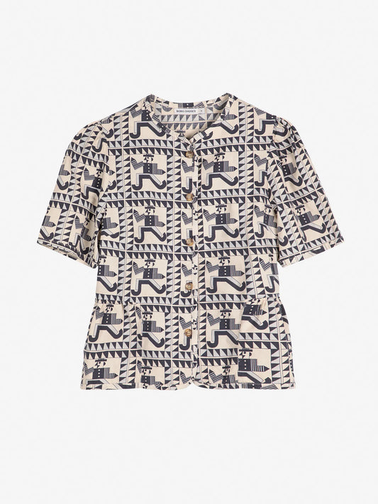 Chemisier péplum à motif Mr Pencil