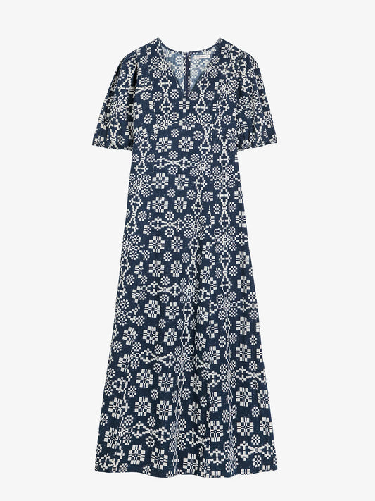 Robe à col en V évasé à motif kaléidoscope