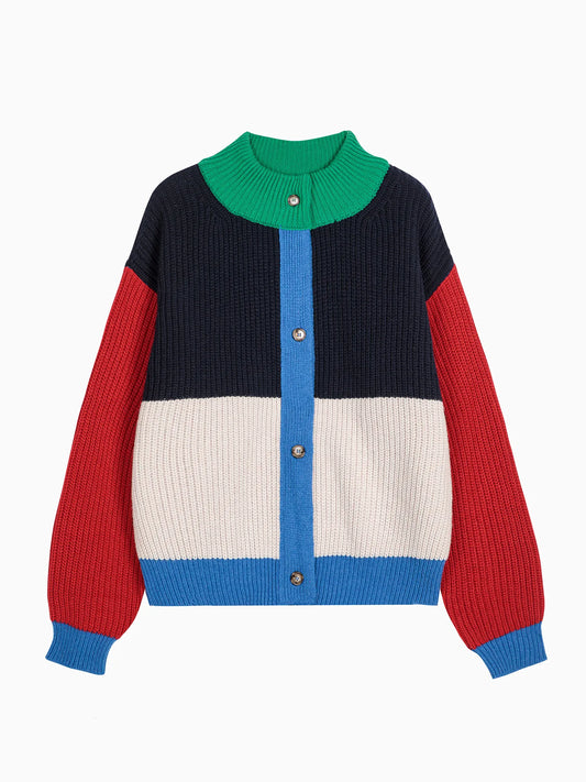Cardigan à blocs de couleurs