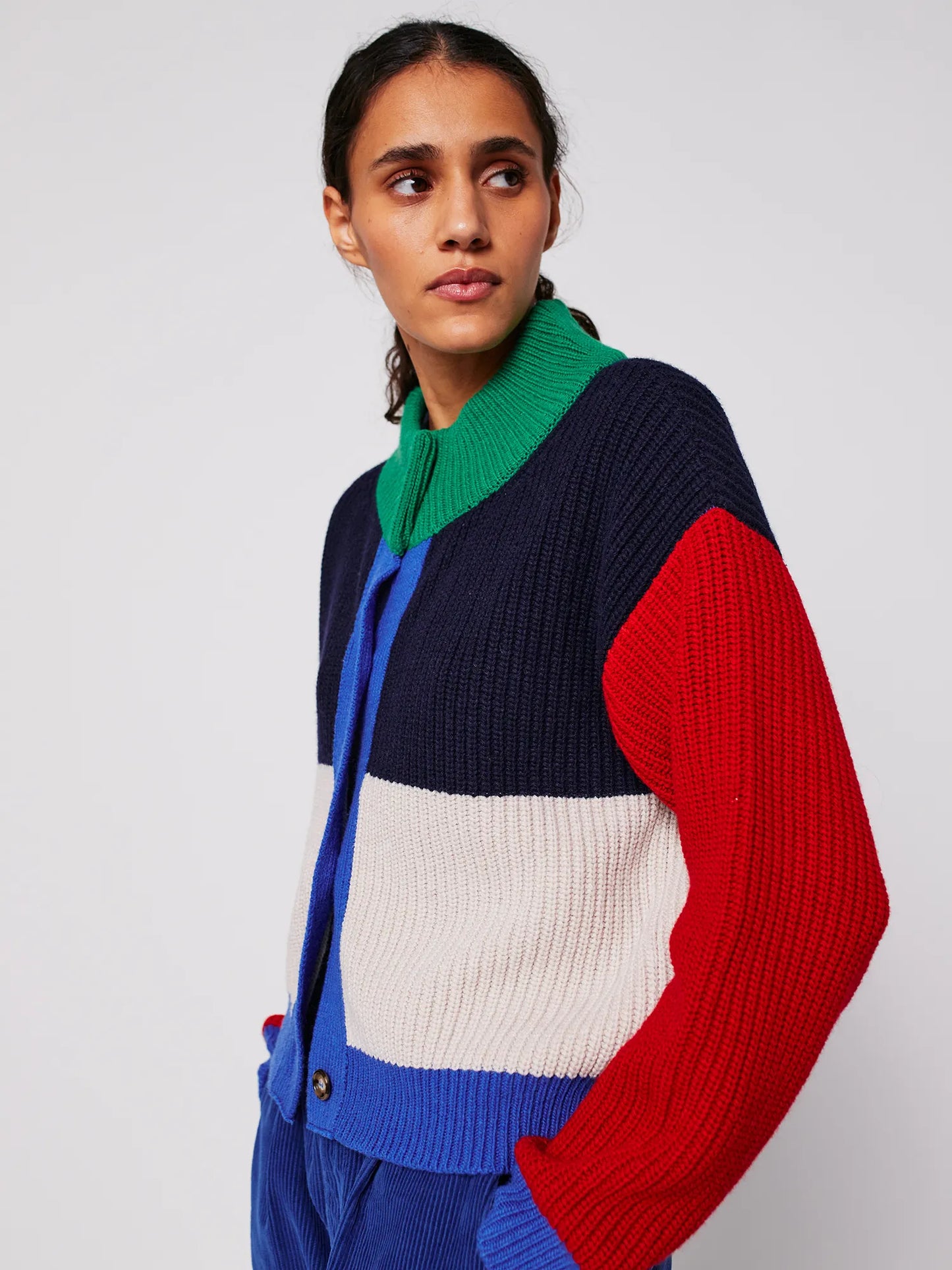 Cardigan à blocs de couleurs