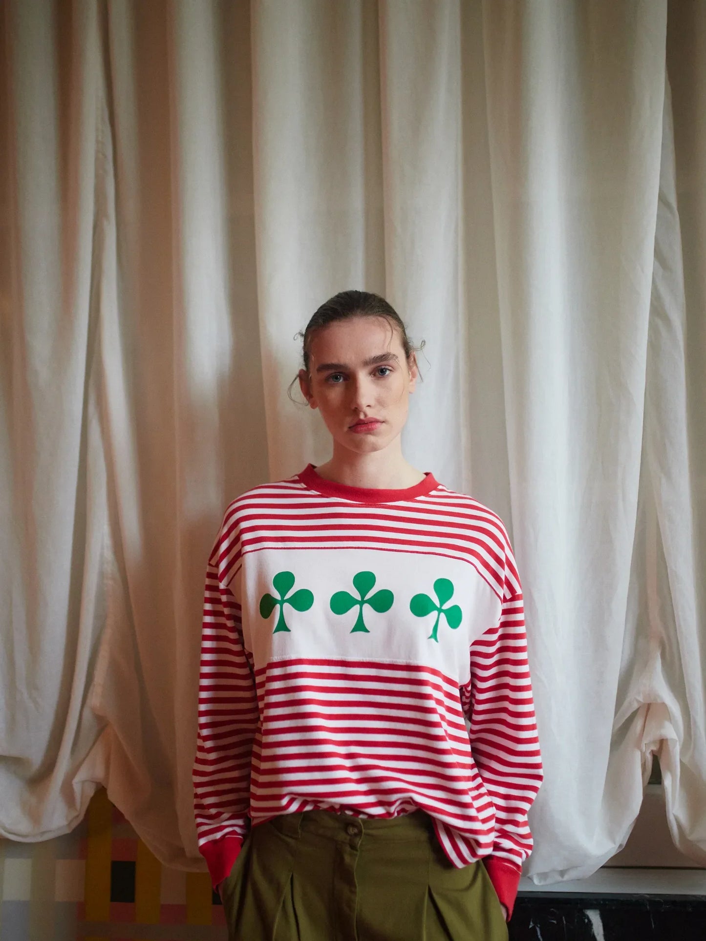 T-shirt décontracté rayé en tricot Shamrock