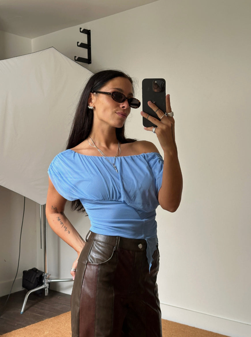 Top Gemini bleu clair