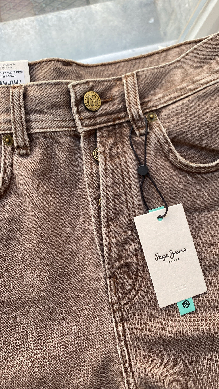 Denim Barrel taille haute brun