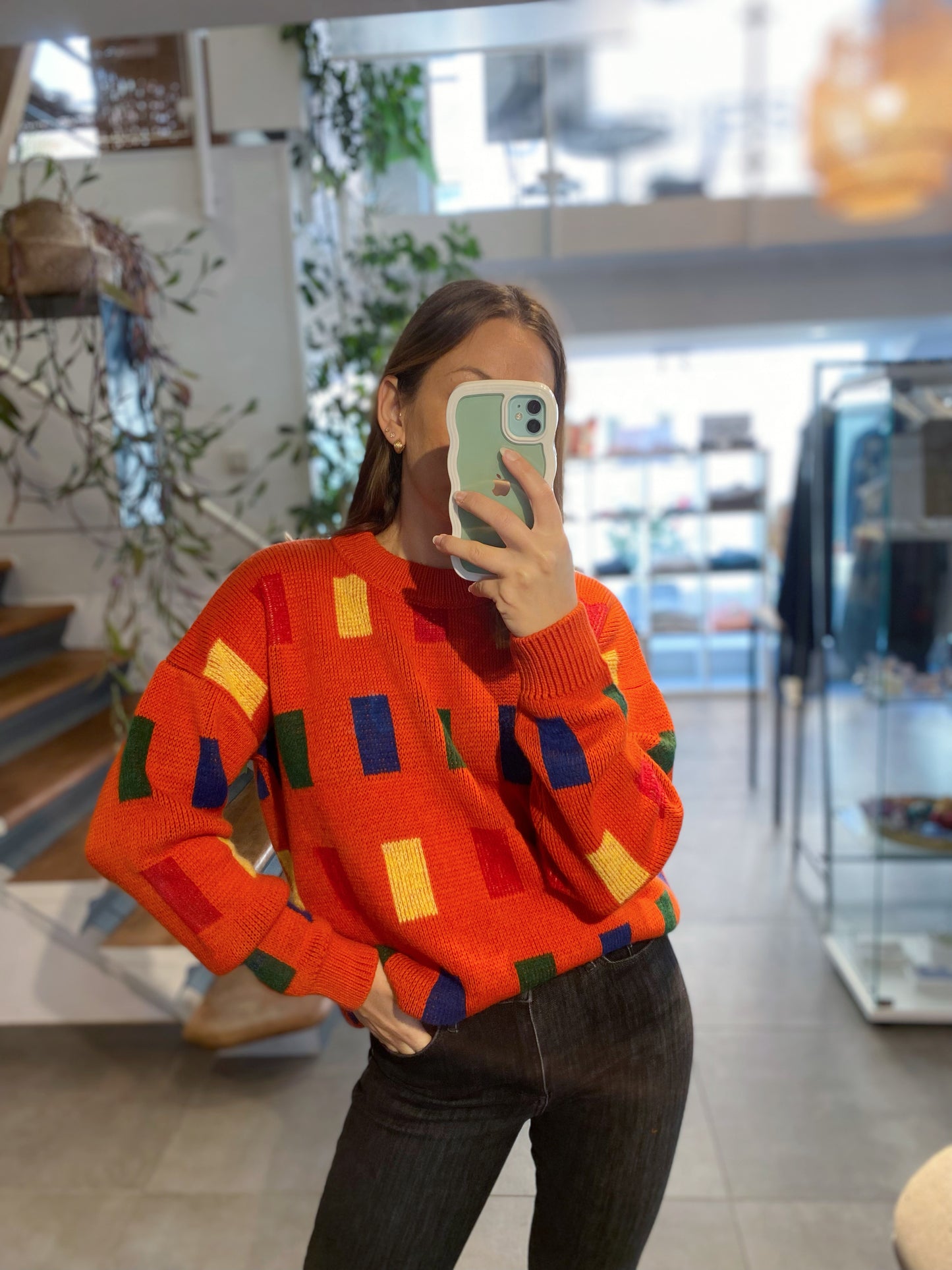 Pull jacquard color block