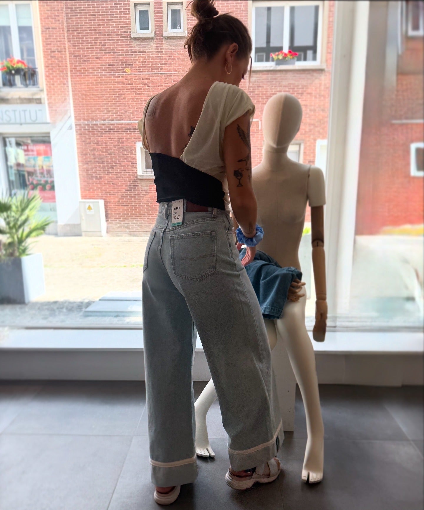 Denim Wide leg Turn up