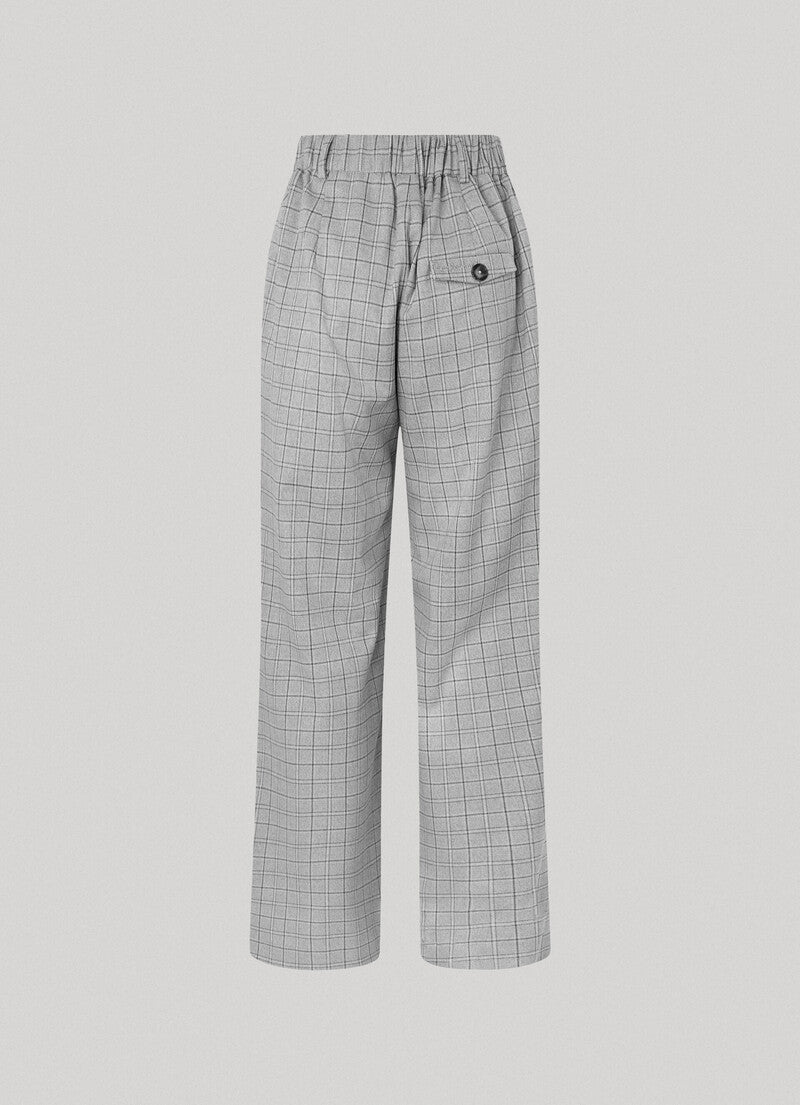 Pantalon droit à carreaux gris
