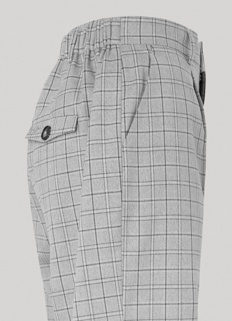 Pantalon droit à carreaux gris