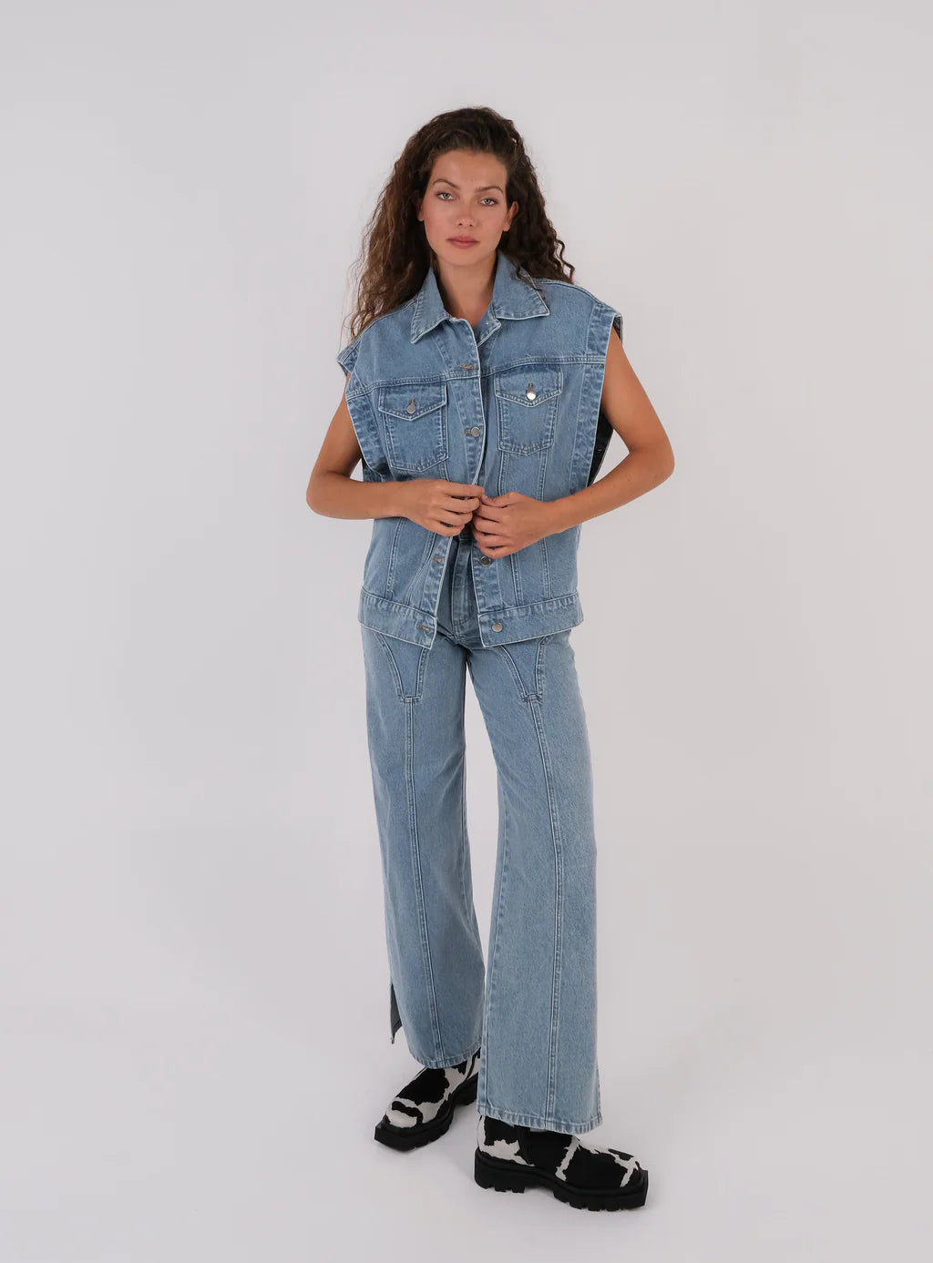 Veste en denim manches amovibles