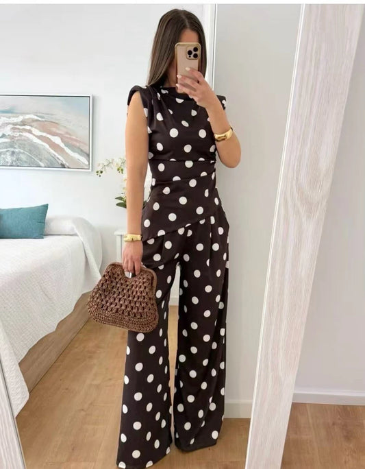 Ensemble brun à pois