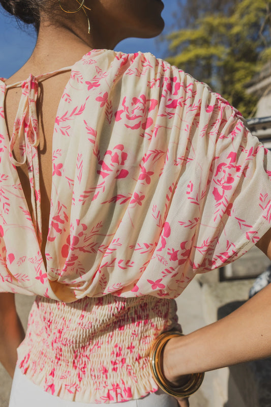 Blouse drapé à motifs floraux
