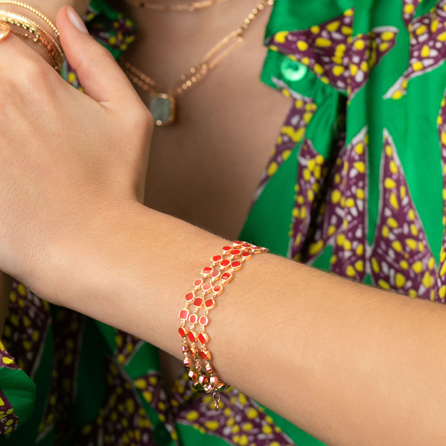 Bracelet Alba Email rouge