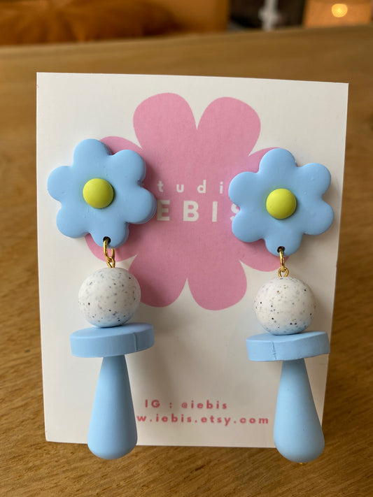 Boucles Bleu pâquerette longue