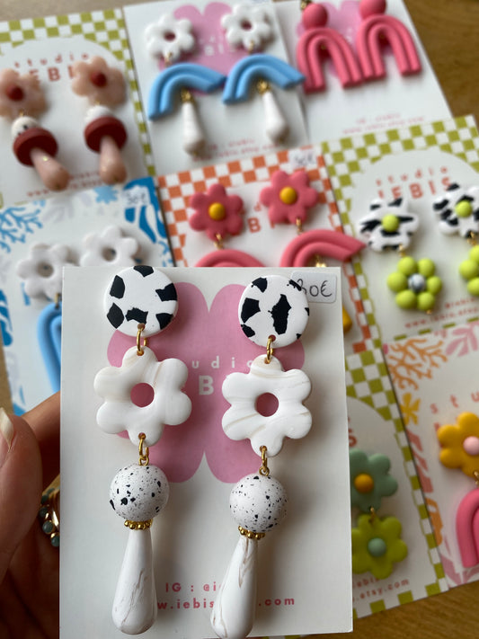 Boucles Pâquerette noir et blanc