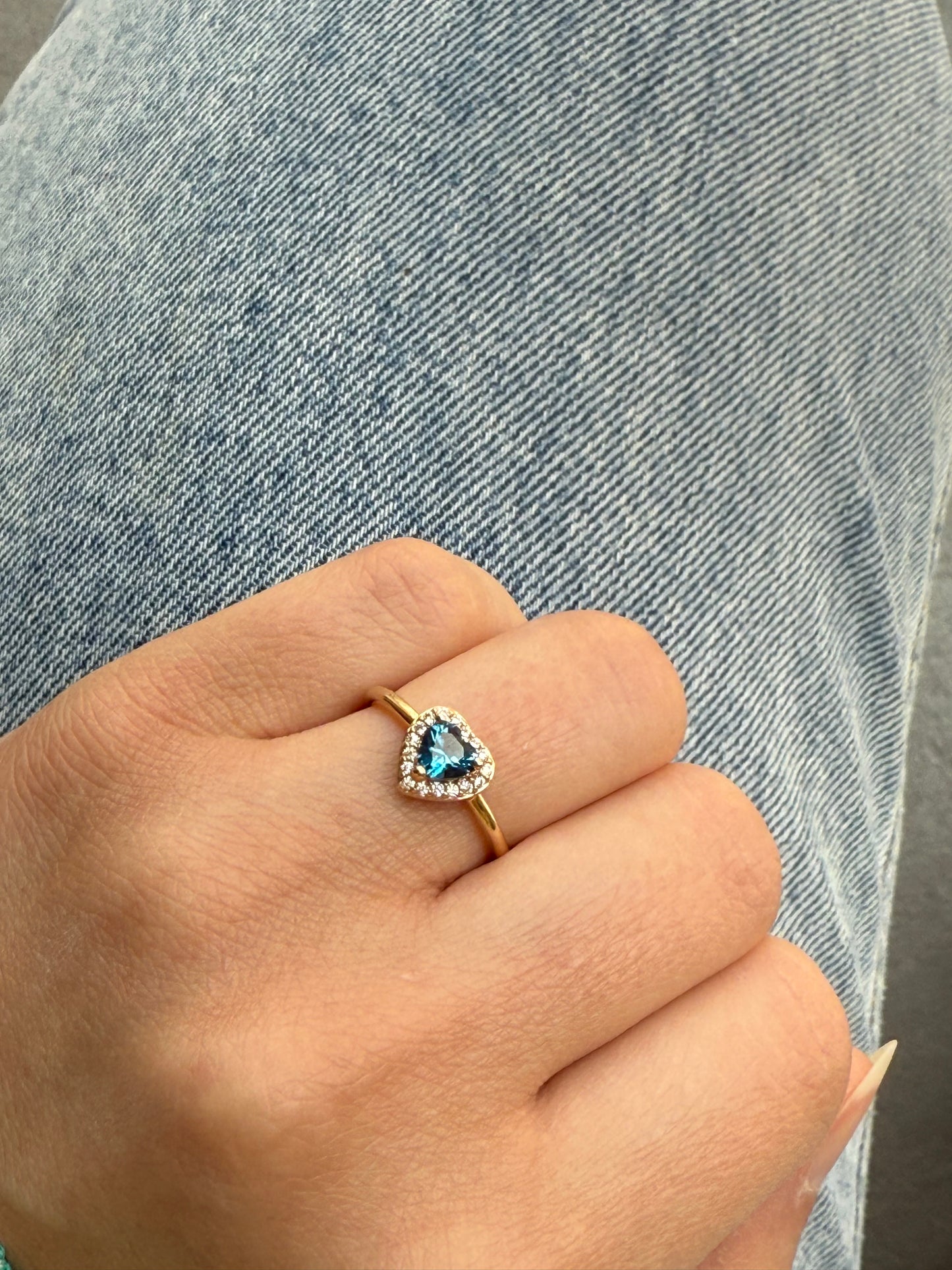 Bague coeur bleu