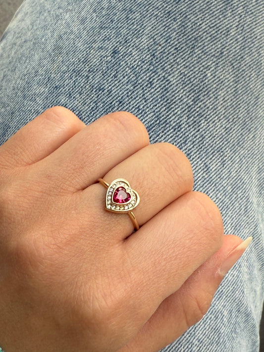 Bague coeur rouge