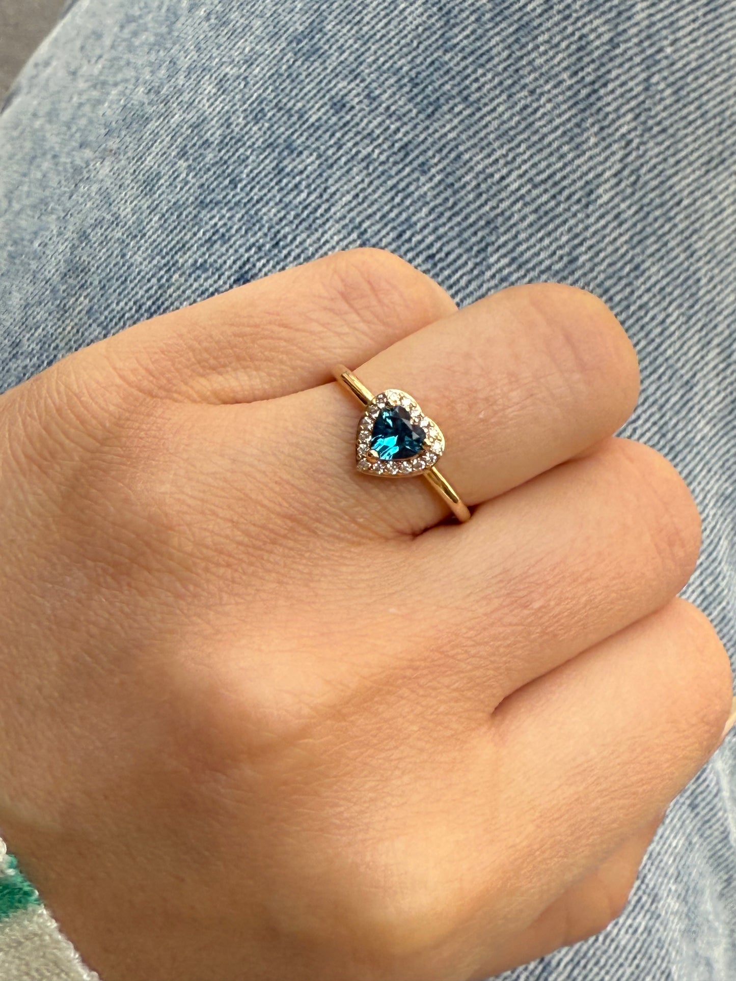 Bague coeur bleu