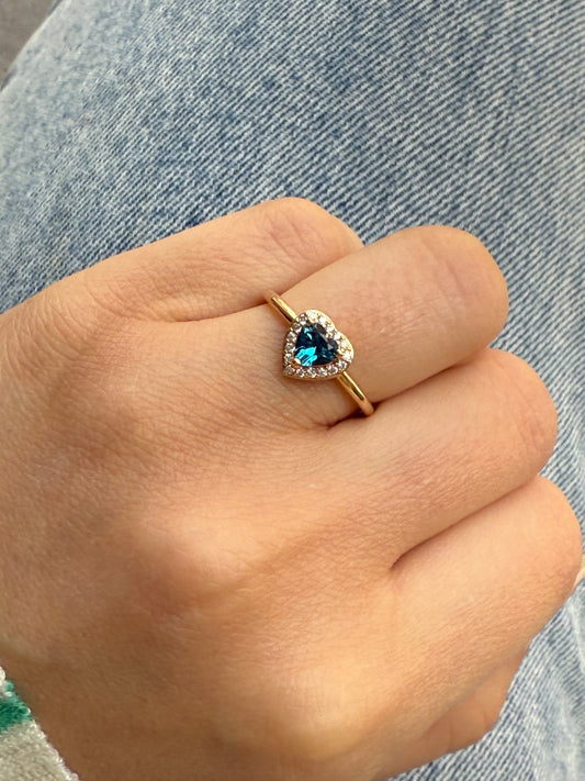 Bague coeur bleu