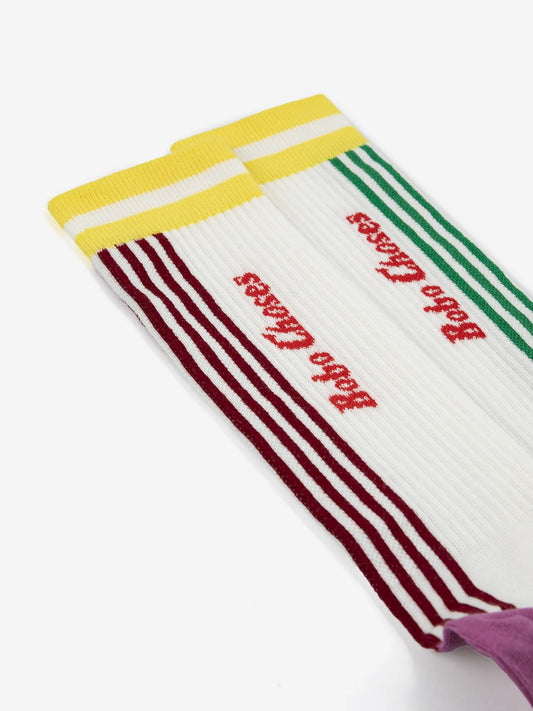 Chaussettes hautes rayées en coton