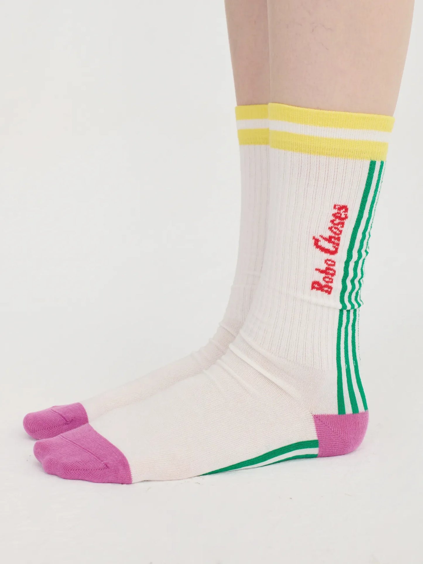Chaussettes hautes rayées en coton