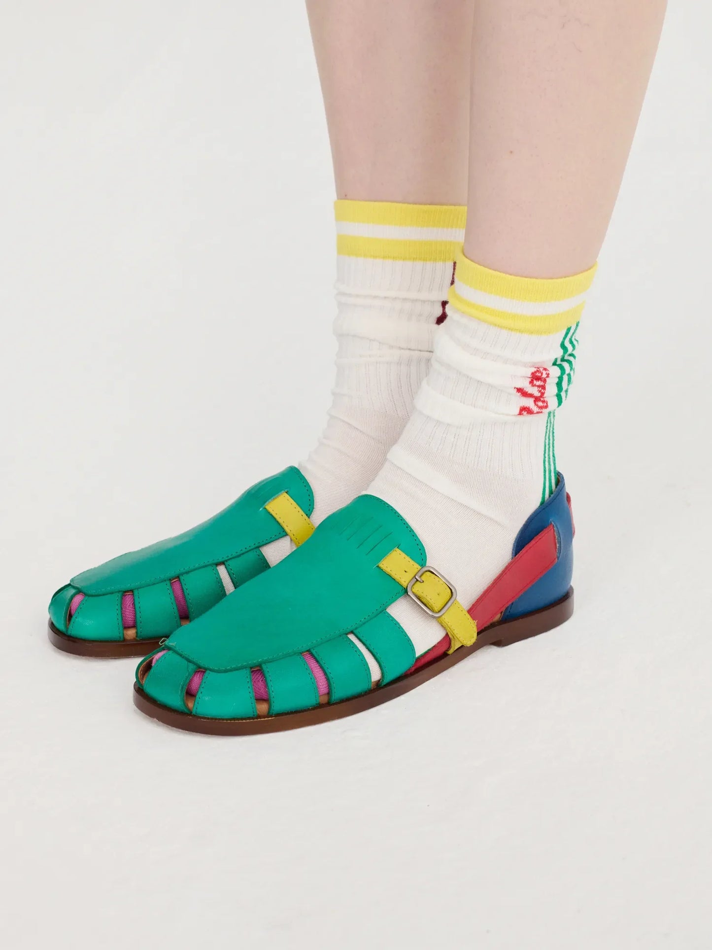 Chaussettes hautes rayées en coton