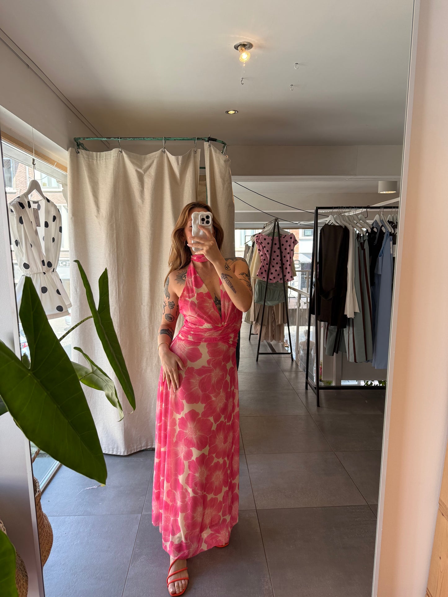 Robe longue dos nu croisé