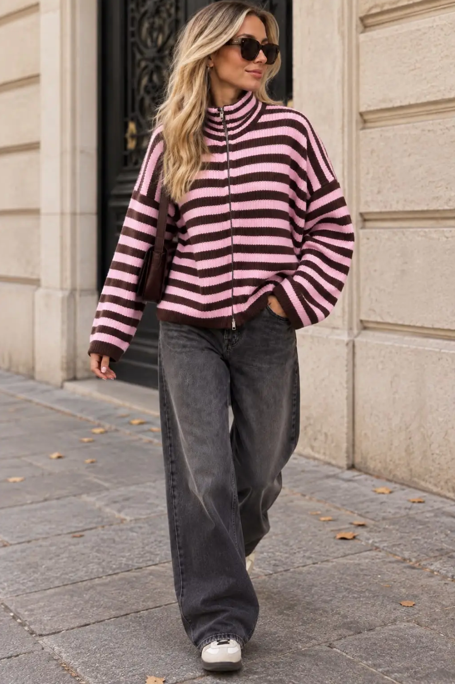 Gilet Zippé à Rayures
