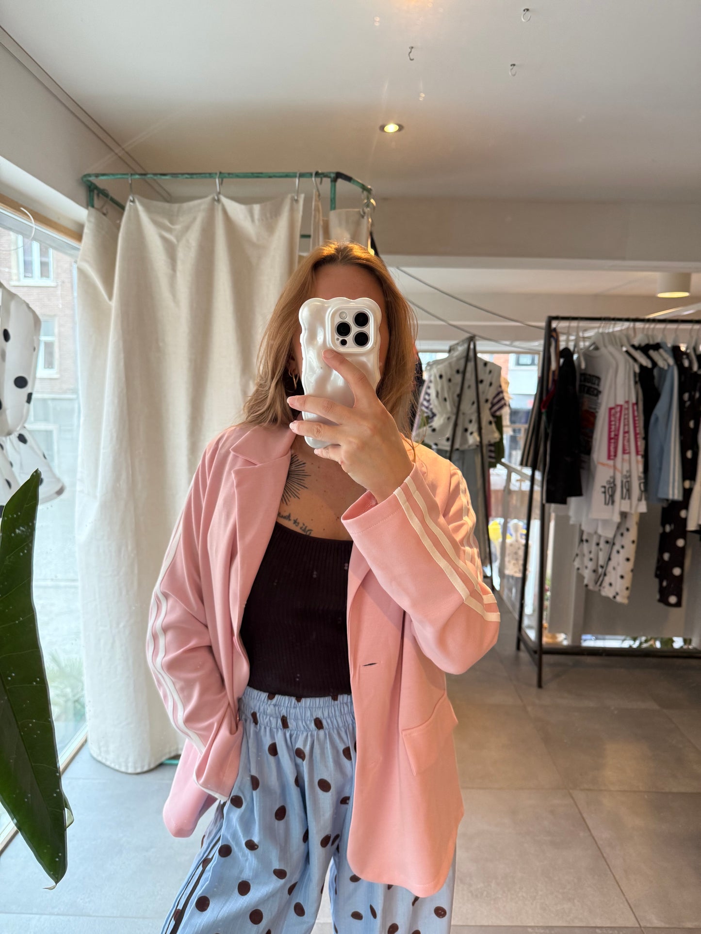 Blazer à rayures Noir Rose ou Bleu