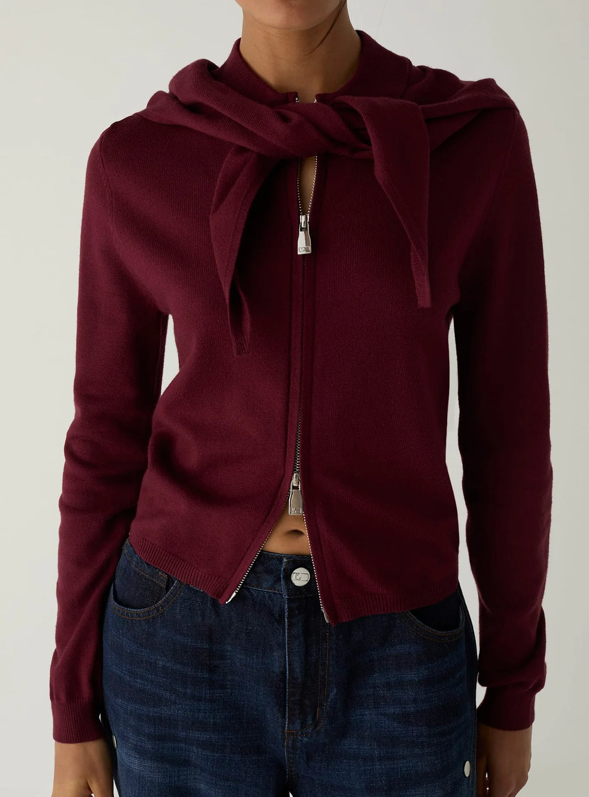 Frida Plum Zipper Knit Laagam