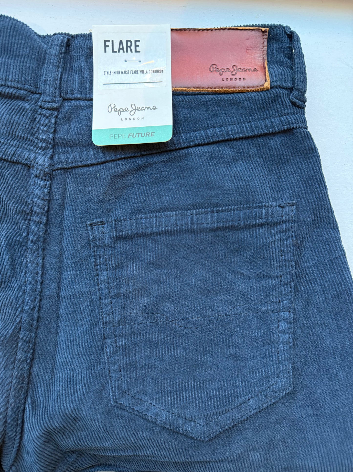 Denim Flare velours bleu marine