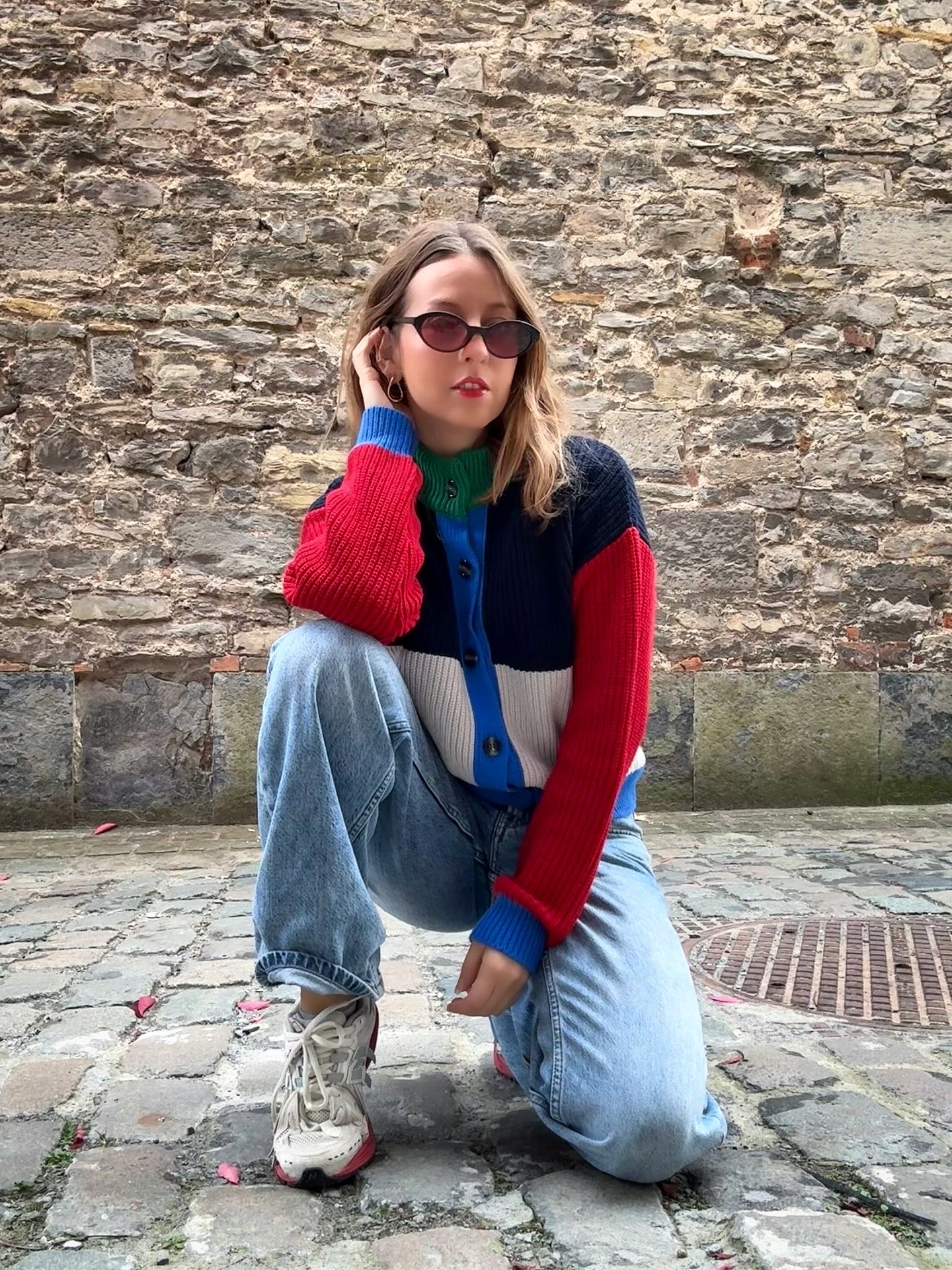 Cardigan à blocs de couleurs