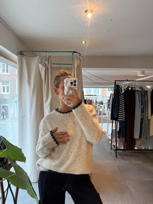 Pull Maille Détails Encolure Bicolore 2 coloris