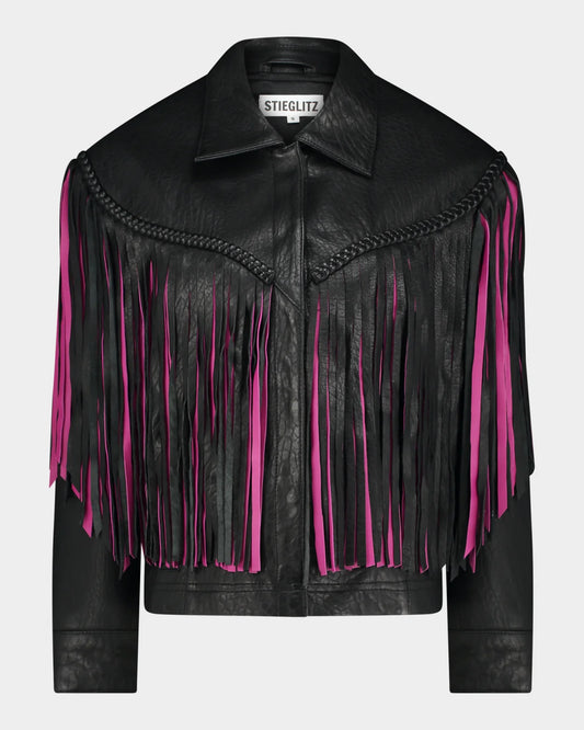 Reste 1 ! Veste à franges en cuir Janez
