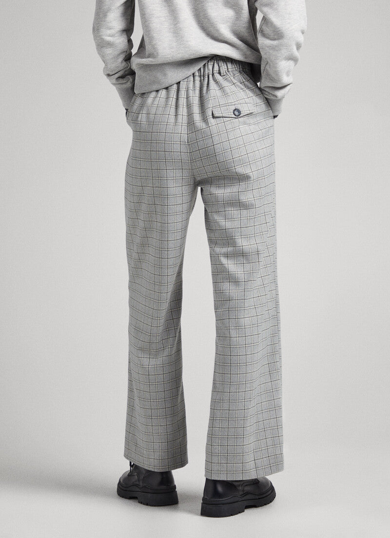 Pantalon droit à carreaux gris