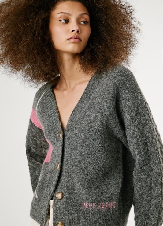 Cardigan à col v en maille