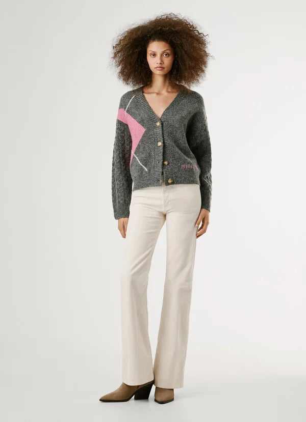 Cardigan à col v en maille