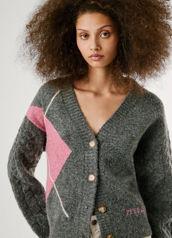 Cardigan à col v en maille