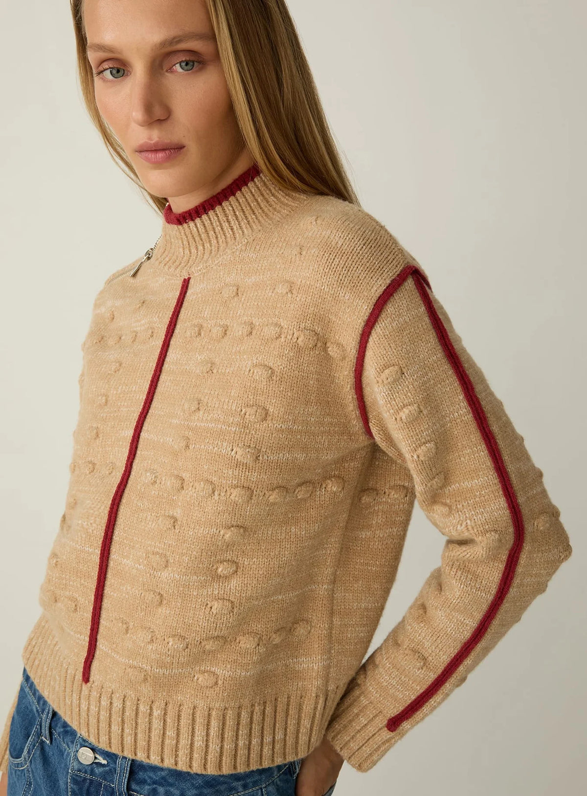 Ribes Beige Textured Knit