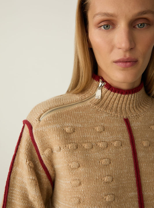 Ribes Beige Textured Knit