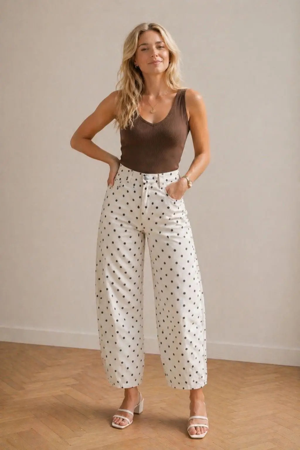 Balloon fit Polka Dots Beige Ecru