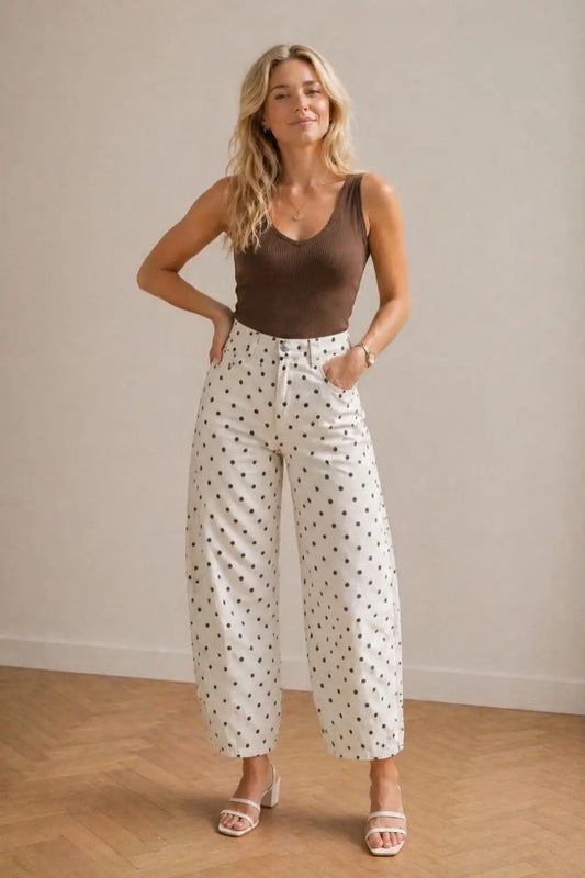 Balloon fit Polka Dots Beige Ecru