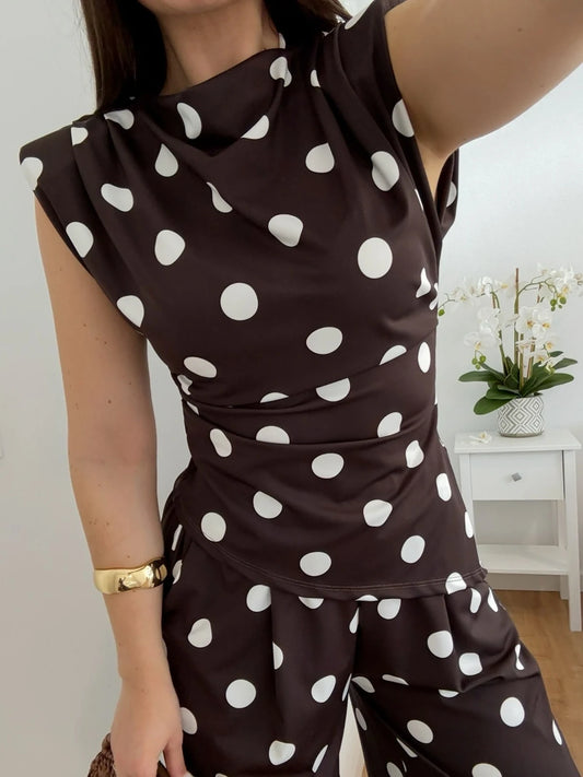 Ensemble brun à pois