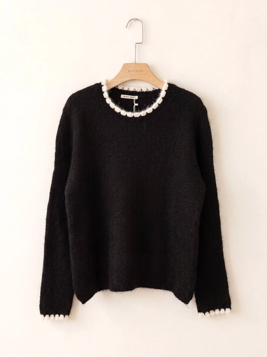 Pull Maille Détails Encolure Bicolore 2 coloris