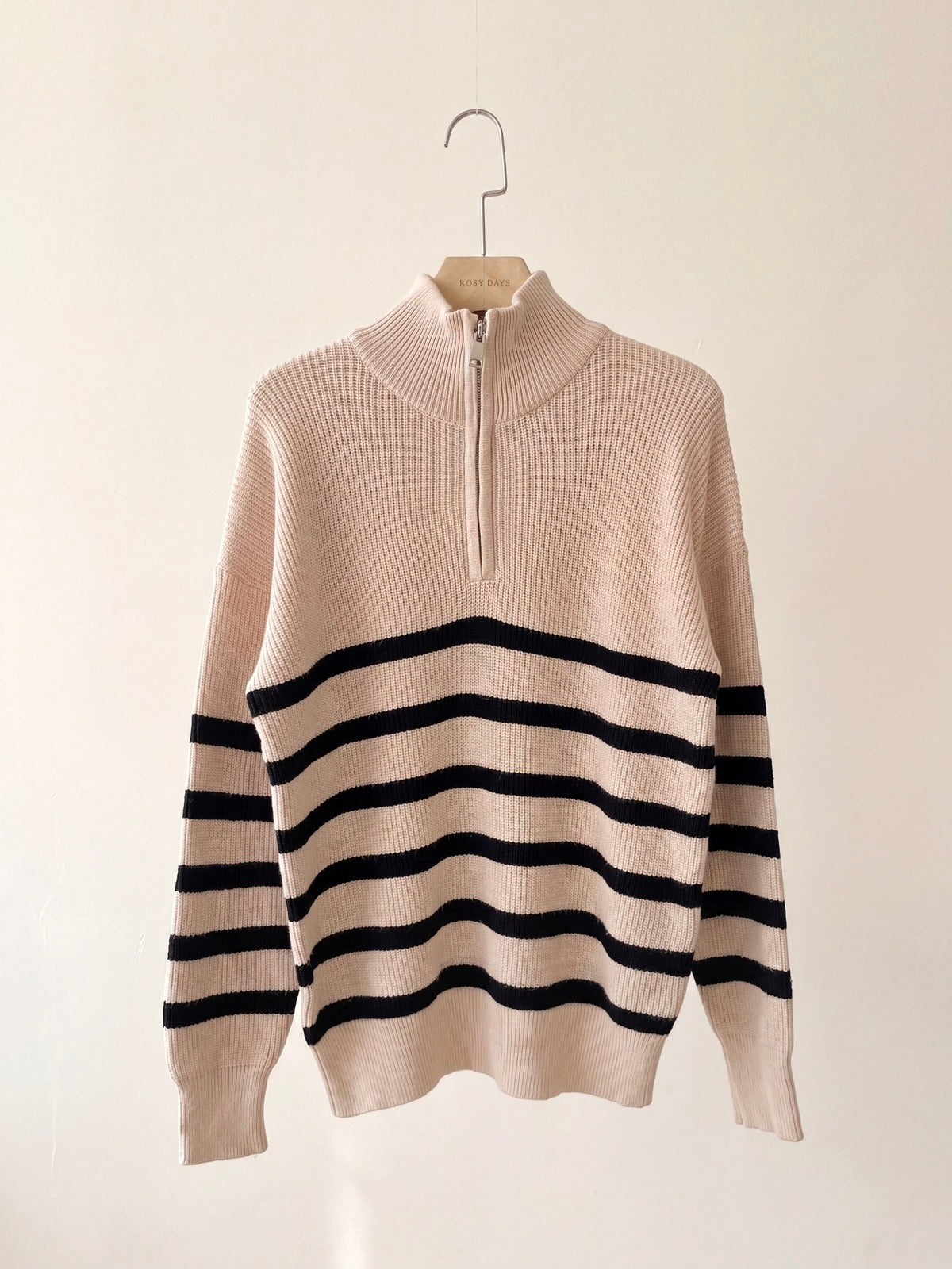 Pull Maille Rayures Col Zippé