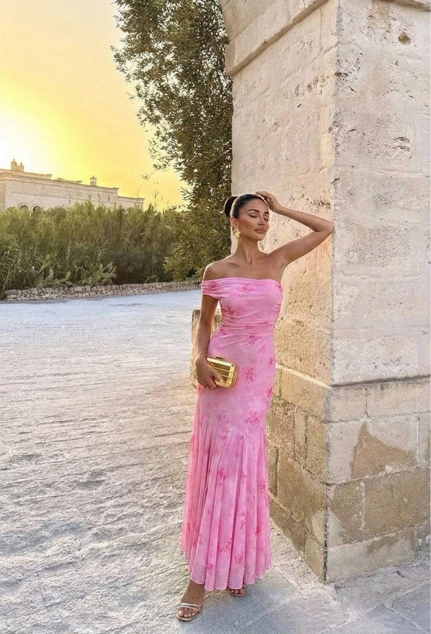 Robe longue asymétrique à godets